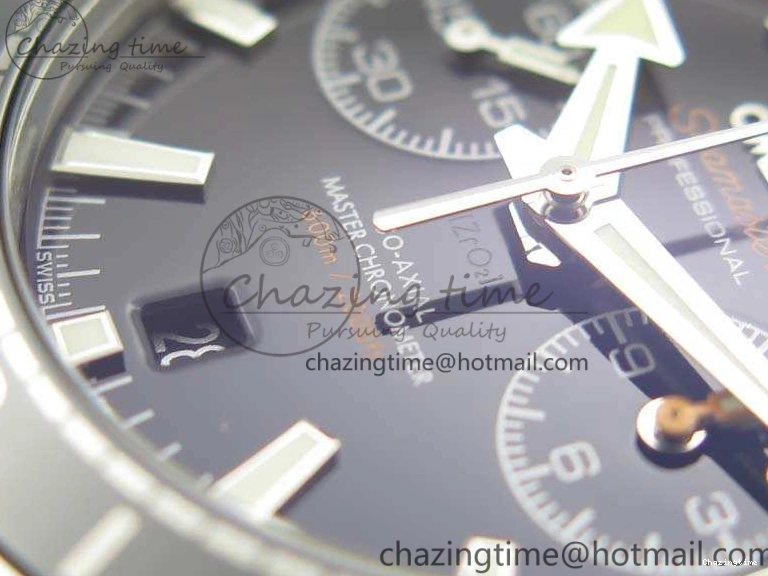 0103 Planet Ocean Master Chrono SS OM 1:1 Best Edition Black Dial On SS Bracelet A9900 V Fashionable 8113